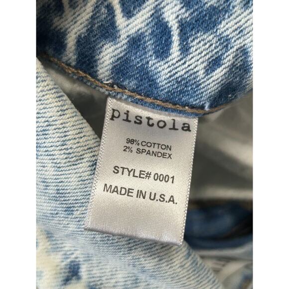 PISTOLA Jeans Womens 27 Blue Acid Wash Straight Leg Fold Over Waist 90s NWT - Picture 9 of 11